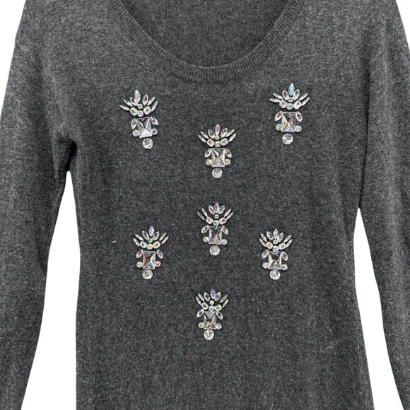 Potters Pot Mini Sweater Dress Grey Beaded Angora Blend Long Sleeve Size S - Picture 3 of 11